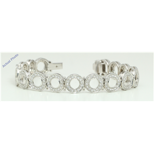 18k White Gold Round Cut Retro circle style elegant diamond dress bracelet (3.01 Ct, H Color, VS Clarity)