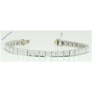 18k White Gold Round Cut Fifties style luxury diamond tennis bracelet (4.75 Ct, H Color, VS Clarity)