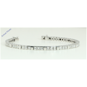 18k White Gold Princess Cut Cool modern contemporary diamond tennis bracelet (7.03 Ct, H Color, SI Clarity)