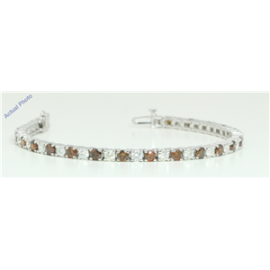 18k White Gold Round Contemporary bi-color classic diamond tennis bracelet (9.22 Ct, Brown Color, I1 Clarity)