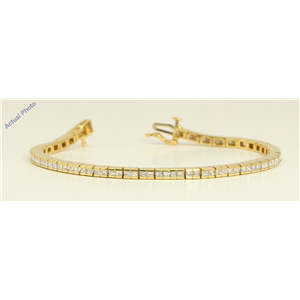 18k Yellow Gold Princess Contemporary chic dress classic diamond tennis bracelet (3.5 Ct, H , SI )