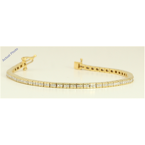18k Yellow Gold Princess Contemporary chic dress classic diamond tennis bracelet (3.52 Ct, H , VS )