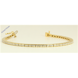 18k Yellow Gold Princess Contemporary chic dress classic diamond tennis bracelet (3.51 Ct, H , VS )