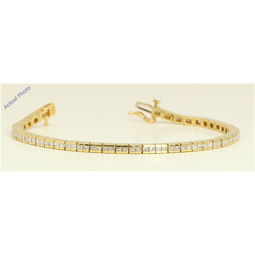 18k Yellow Gold Princess Contemporary chic dress classic diamond tennis bracelet (3.53 Ct, H , VS )