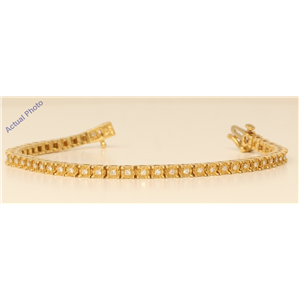 18k Yellow Gold Round Cut Floral heart shape modern diamond link tennis bracelet (0.72 Ct, H Color, VS Clarity)