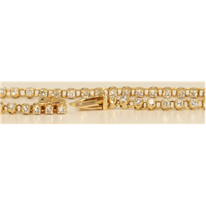 14k Yellow Gold Round Cut Petit diamond bezel cool fashion tennis bracelet (0.88 Ct, H Color, SI Clarity)