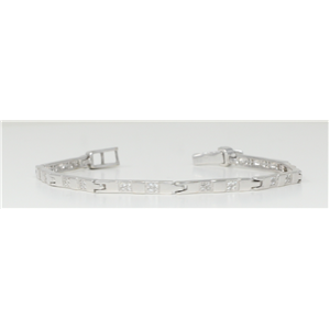 14k White Gold Round Fifties-style contemporary classic diamond link bracelet (0.6 Ct, H Color, SI2 Clarity)