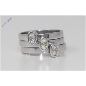 18k White Gold Princess Diamond Bezel Setting Triple set modern two stone stylish rings(0.73 ct, J, SI)