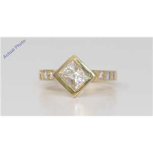 18k Yellow Gold Princess Bezel Setting Contemporary square diamond engagement ring (1.3 Ct, J , VS1 )