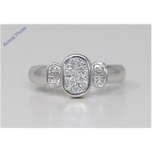 18k White Gold Princess Diamond Invisible Setting Oval modern chic stylish engagement ring (1.1 Ct, H , VS )