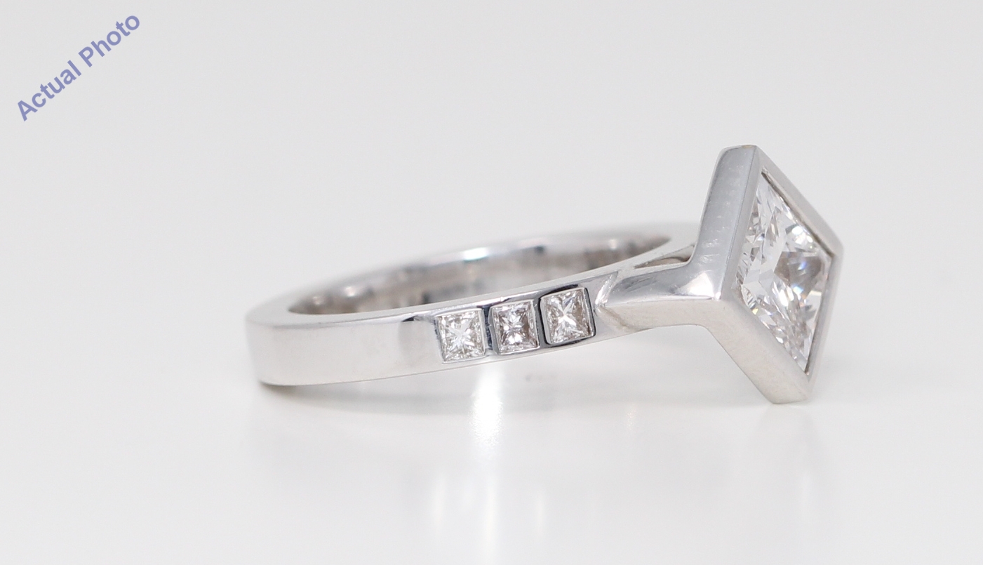 Platinum GIA Certificated Princess Cut Single Stone Diamond Ring With  Diamond Set Shoulders