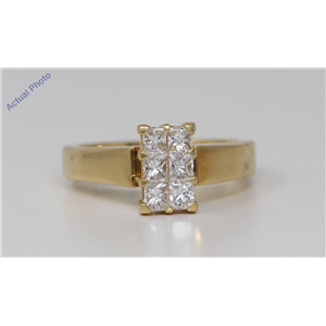 18k Yellow Gold Princess Diamond Invisible Setting Modern six-stone rectangular ring(0.92 ct, H, VS)