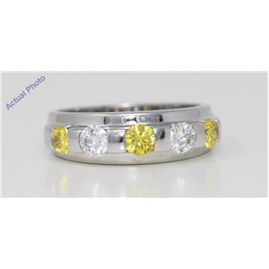 18k Gold Round Channel Setting Two tone half eternity wedding diamond band ring(1.1 ct Yellow & White, Vs)