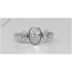 18k White Gold Princess Diamond Invisible Setting Oval modern chic stylish engagement ring (1.08 Ct, H , VS )