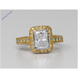 18k Two Tone Gold Round Classic Italian Cellini style engagement diamond ring (2.55 ct White Yellow , SI1 )