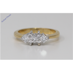 18k Two Tone Gold Princess Trilogy engagement ring with four diamond spacers (0.75 Ct, H Color, VS Clarity)