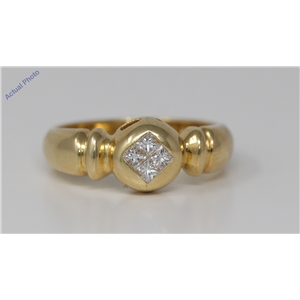 18k Yellow Gold Princess Invisible Setting Four stone contemporary classic diamond ring(0.3 ct, H, VS)