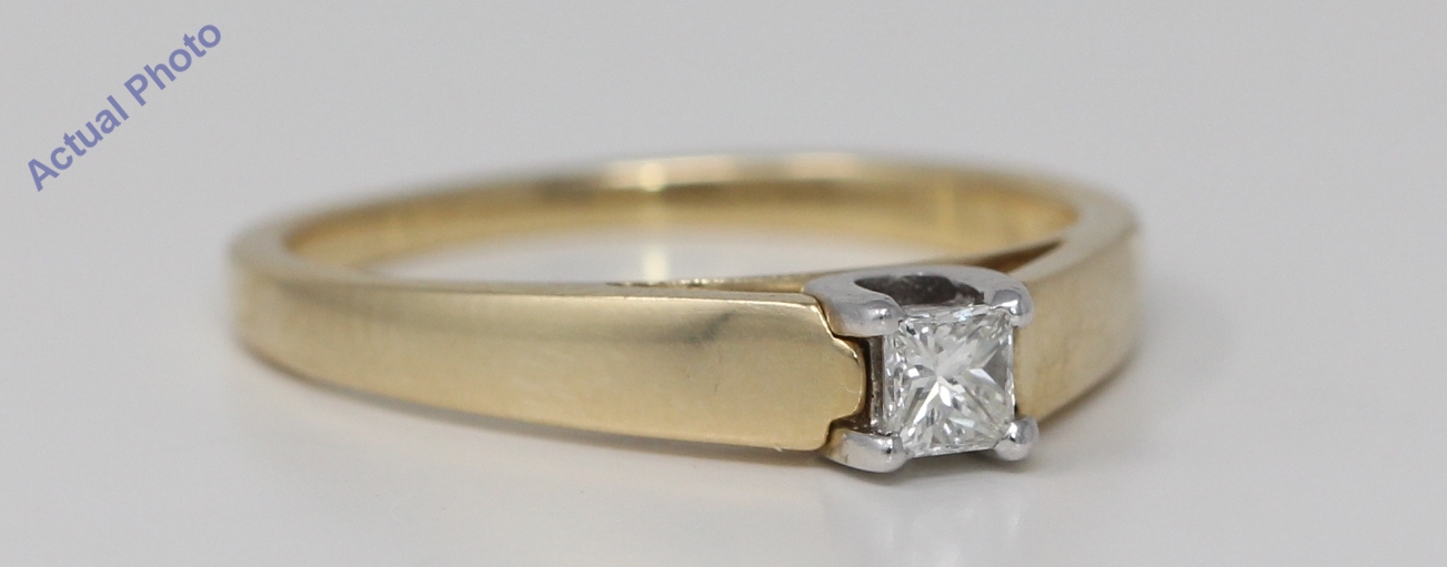 14k Yellow Gold Princess Cut Solitaire classic modern diamond engagement  ring (0.25 Ct, H Color, SI Clarity)