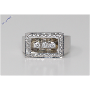 18k White Round Retro style three stone eternity with square diamond set frame dress ring(0.42 ct, H, VS)