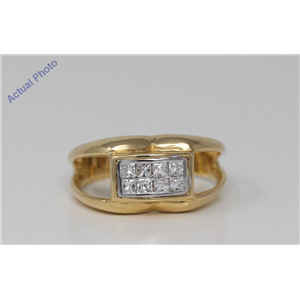 18k Yellow Gold Princess Classic modern four stone double row diamond wedding ring(0.75 ct, H, SI)