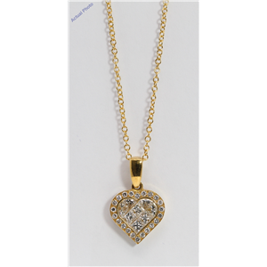 18k Yellow Gold Princess & Round heart elegant modern classic diamond pendant with set bezel(1.02 ct, H, SI)
