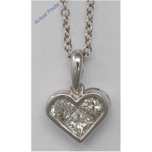 18k White Three Stone Princess Invisible heart elegant motif modern classic diamond pendant(0.82 ct, H, SI)