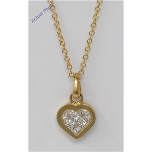 18k Yellow Gold Princess Invisible Setting heart elegant motif modern classic diamond pendant (0.5 Ct, H, VS)