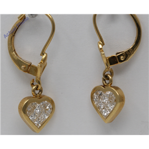 18k Yellow Gold Princess Diamond Petite heart Shape contemporary dangle earrings(0.66 ct, H, VS)