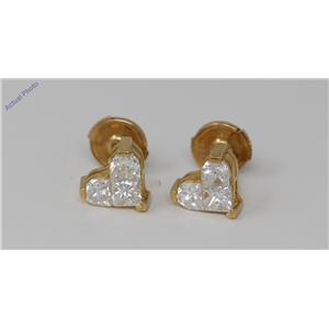 18k Yellow Gold Princess & Heart heart dainty elegant motif classic diamond earrings(1.53 ct, H, SI)