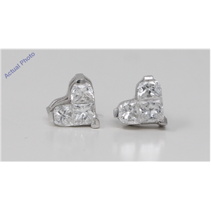 18k White Gold Princess & Heart heart dainty elegant motif classic diamond earrings(1.01 ct, G, VS)
