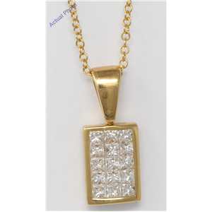 18k Yellow Gold Princess Invisible Setting diamond rectangular classic stylish dress pendant (1.05 Ct, H, VS)