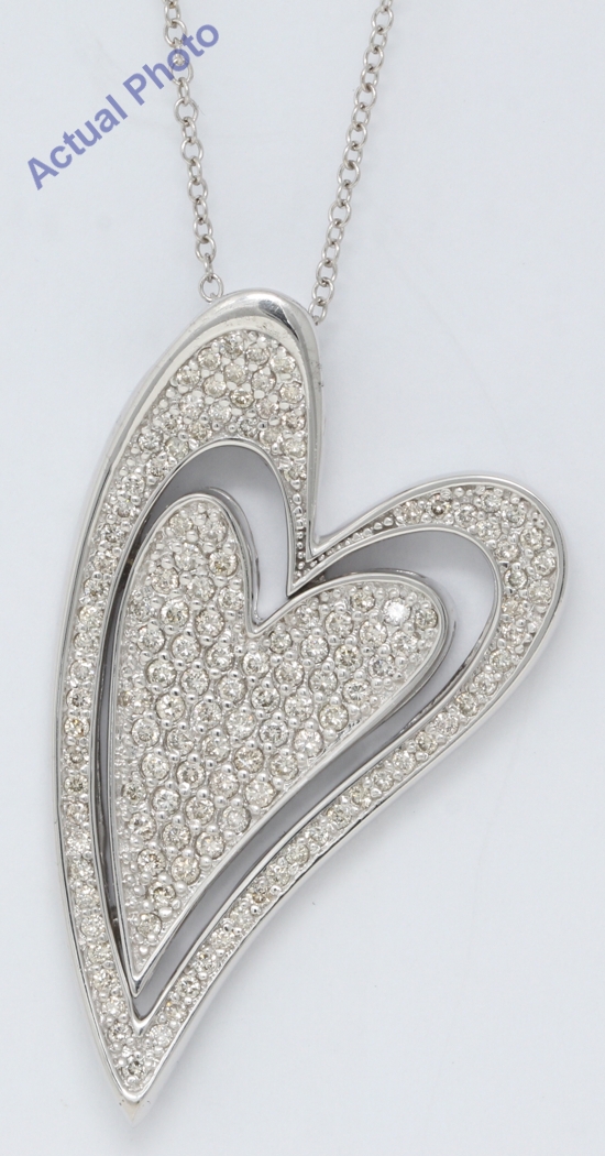 Double Heart Diamond Pendant Necklace In 14K White Gold | Fascinating  Diamonds