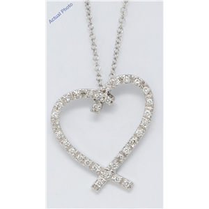 18k White Gold Round Cut Ribbon love knot heart shaped elegant diamond pendant (0.33 Ct, H Color, SI Clarity)