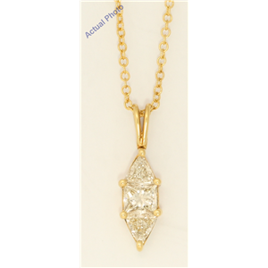 18K Yellow Gold Three Stone Princess Marquise Shape Three Stone & Triangle Diamond Pendant(1.06 Ct, J, Vs)