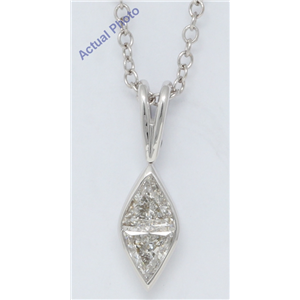 18K White Gold Triangle Marquise Shape Classic Modern Two Stone Princess & Diamond Pendant(0.59 Ct, H, Vs)