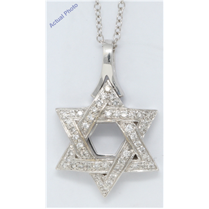 18k White Gold Round Cut Six pointed Star of David shield diamond pendant (0.55 Ct, H Color, SI Clarity)