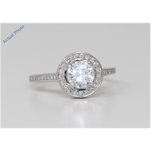 18k White Gold Round Classic stylish engagement solitaire brilliant two tier diamond ring (1.35 Ct, H , I1 )