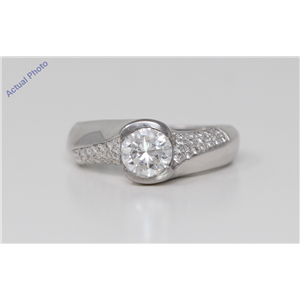 14k White Gold Round Bezel Setting Modern twist solitaire engagement dress diamond ring (1.29 Ct, H , I1 )