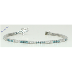 18k White Princess Contemporary chic dress classic diamond tennis bracelet(3.5 ct, Blue(Irradiated), Si1)