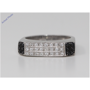 18k White Round Modern classic square three row diamond wedding eternity ring(0.53 ct, Black(Irradiated), Si)