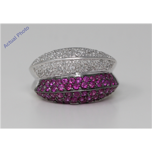 14k White Gold Round Double knife ridge diamond set anniversary dress ring (1.56 Ct, Pink(Irradiated) , Si )