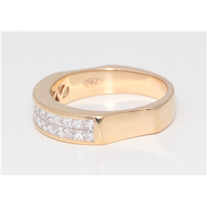 18K Rose Gold Princess Diamond Multi-Stone Double-Row Half-Eternity Side Indented Ring(1 Ct, G, Vs)