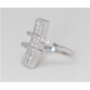 18k White Gold Princess & Round Diamond Multi-Stone Invisibly Set Rectangle Anniversary Ring(0.35 ct, G, VS1)