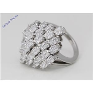 18K White Gold Round Diamond Large Clustered Multi-Stone Prong Setting Anniversary Ring (5.5 Ct, K , Vs )