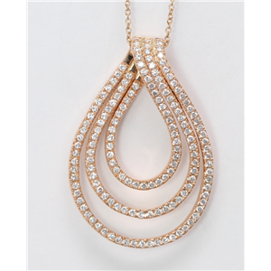 18k Rose Gold Round Diamond Multi-Stone Prong Open Teardrop-Shape Necklace Pendant(1.1 ct, G, VS1)