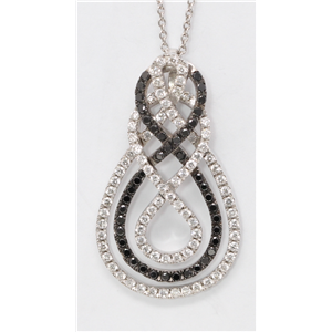 18K Gold Round Diamond Single Row Black And White Elliptical Celtic Knot Necklace Pendant (1.6 Ct, G , Vs )