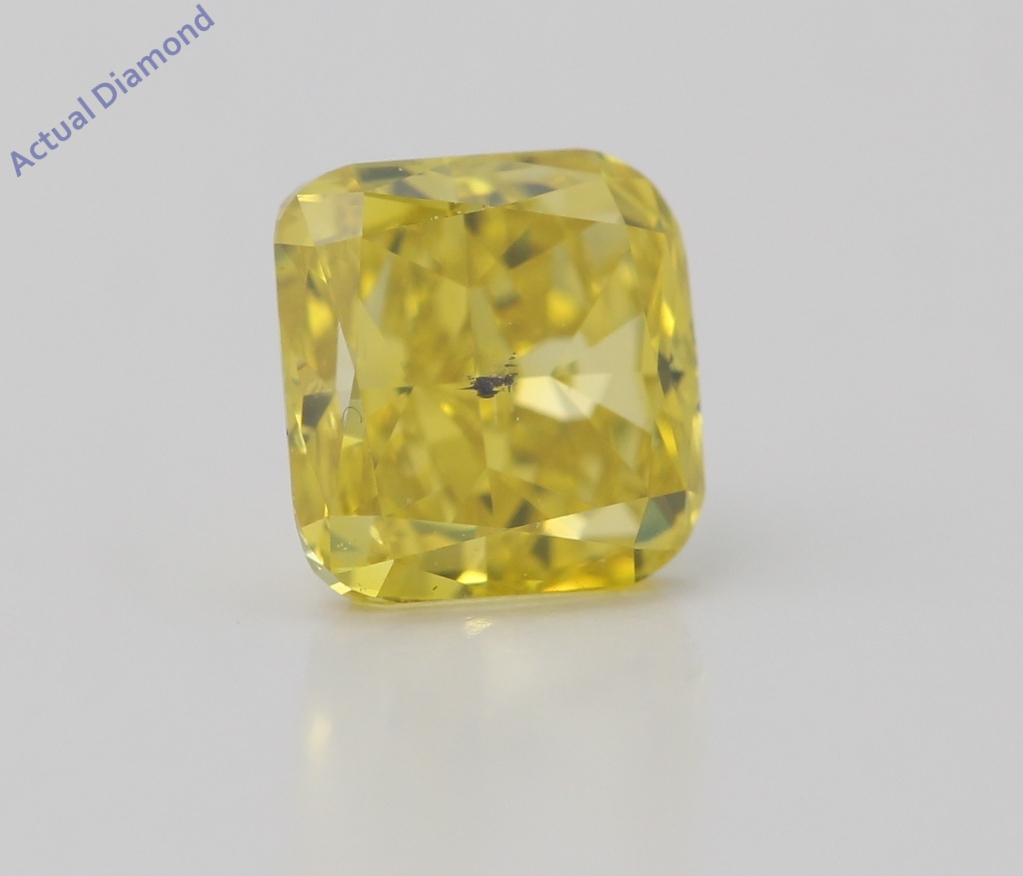 Cushion Cut Loose Diamond (1.05 Ct,Fancy Vivid Yellow(Color Enhanced)  Color,Si1 Clarity) IGL Certified