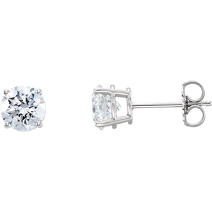 Round Diamond Stud Earrings 14k White Gold (1.03 Ct,F-g Color,SI2-SI3(Clarity Enhanced) Clarity)