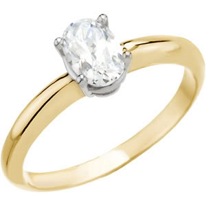 Oval Diamond Solitaire Engagement Ring 14K Yellow Gold 0.52 Ct, (D Color, Si3(Laser Drilled) Clarity)