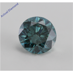 Round Cut Loose Diamond (0.71 Ct, Sky Blue(Color irradiated), I1)